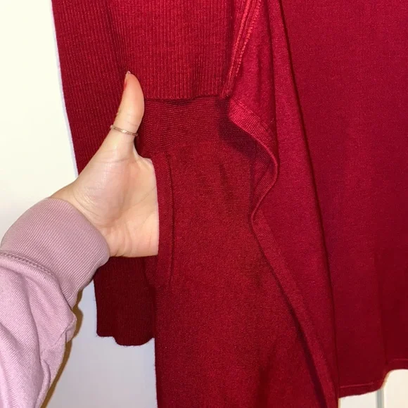 WHBM Burgundy Open Front Cardigan, Size XS - Picture 3 of 8